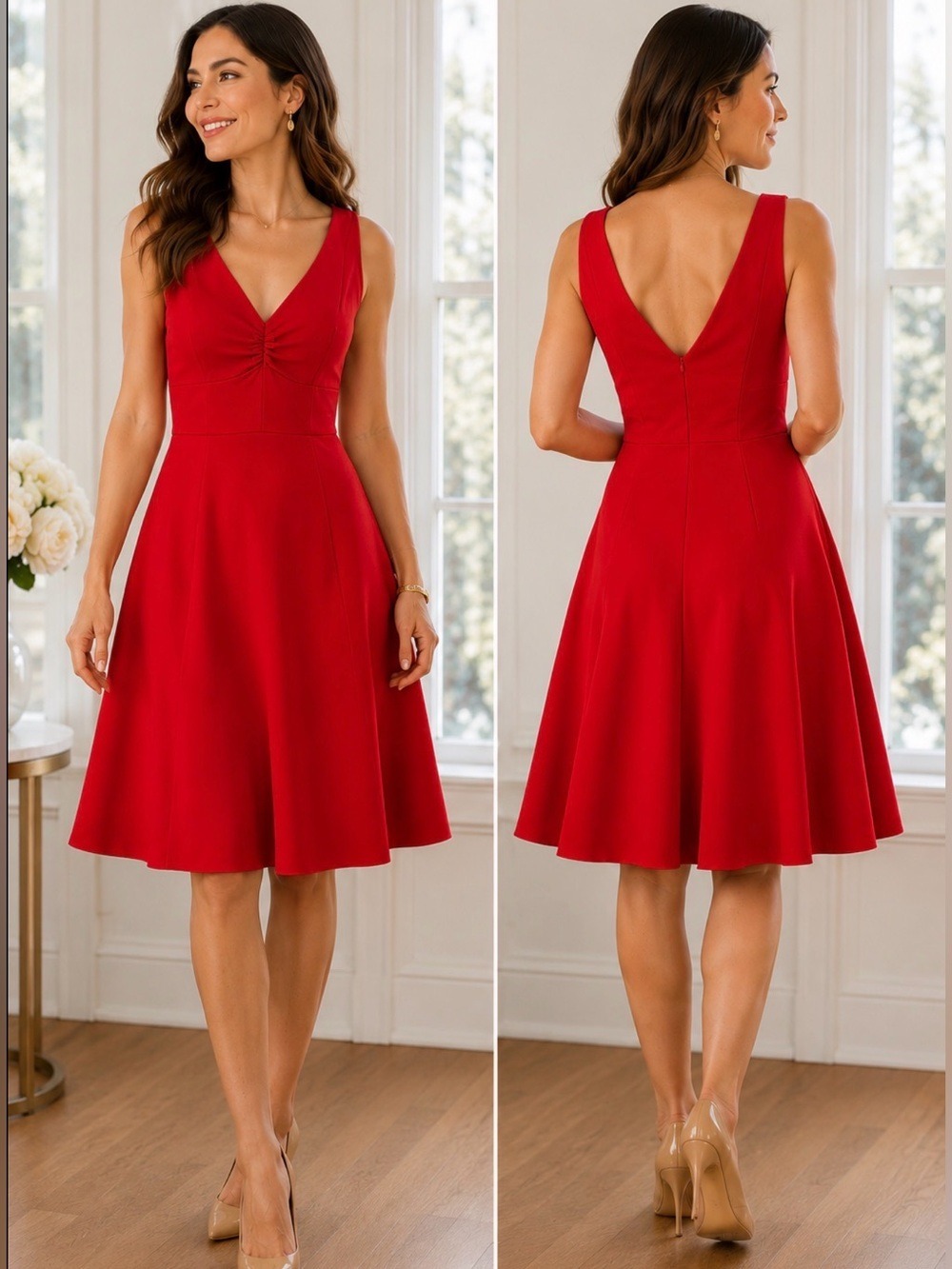 NWT KATE SPADE BROOME STREET V-NECK PONTE FIT & FLARE DRESS RED SZ 10